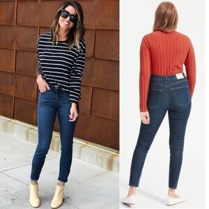 EVERLANE 90s High Waist Dark‎ Wash Stretch Denim Ankle Cropped Skinny Jeans 25